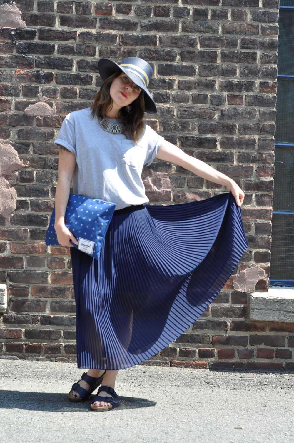 Zara-Pleated Skirt-Total-Blue