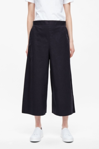 Wide-Leg Cotton Trousers Navy Cos